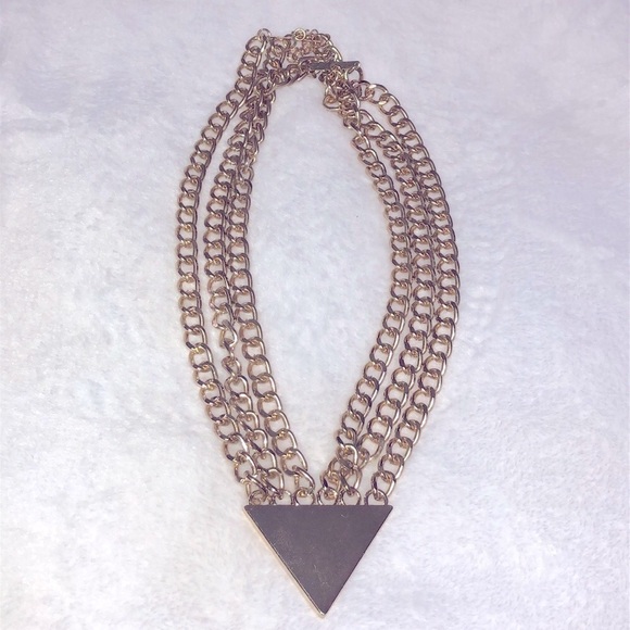 Gold‎ Chain Necklace Triangle Pendant Statement Fashion Jewelry - Picture 1 of 2